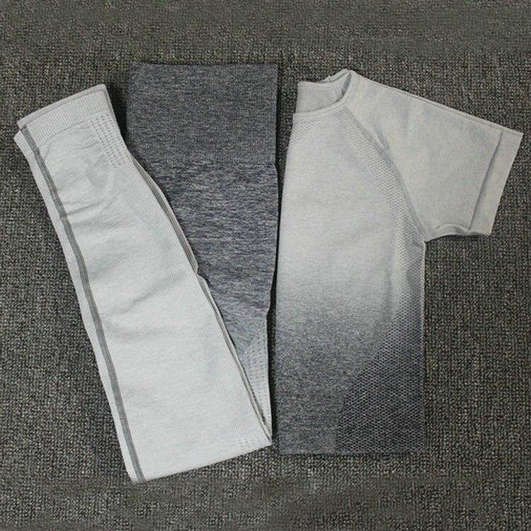 Short Sleeve  Yoga Set For Fitness Leggings + Cropped shirts.
