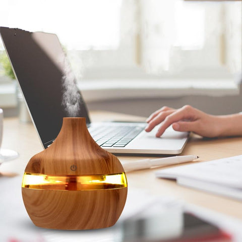 Image of Aroma Oil Diffuser Ultrasonic Wood Grain Air Humidifier.