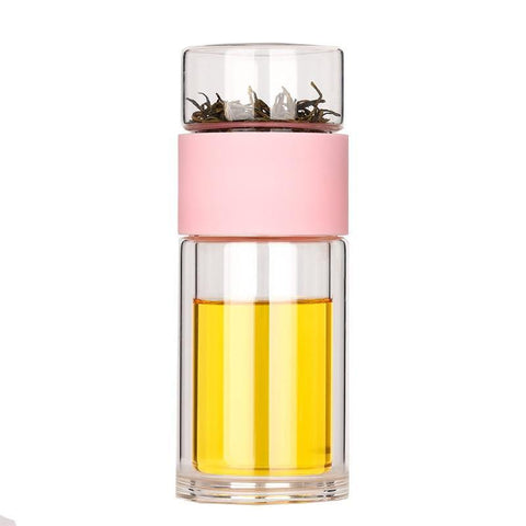 Image of Tea Infuser Filter Double Wall Glass Sport Water Portable High-temperature Transparent.