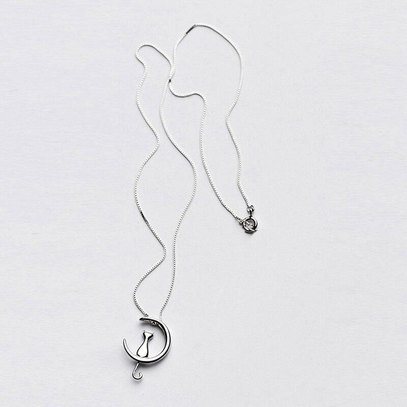 Sterling Silver Cat Charm Pendant Necklaces.