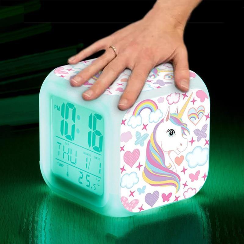 Unicorn Alarm Clock 7 Colours Changing Led Night Light.