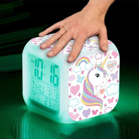 Image of Unicorn Alarm Clock 7 Colours Changing Led Night Light.