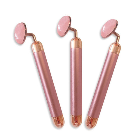 Image of Electric Rose Quartz Roller Slimming Face Massager.