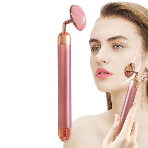 Image of Electric Rose Quartz Roller Slimming Face Massager.