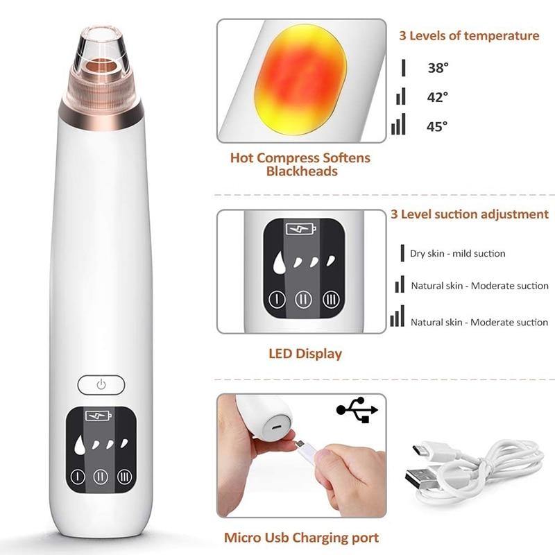 Blackhead remover vacuum Face skin care cleaner Tools.
