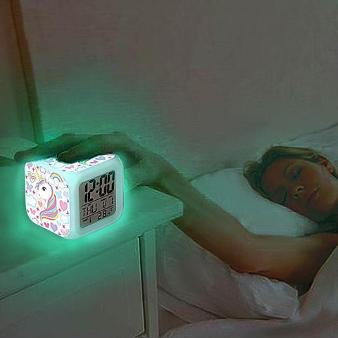 Image of Unicorn Alarm Clock 7 Colours Changing Led Night Light.