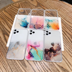 Vintage Colorful Marble Phone Case For iPhone 12 11 Pro Max.