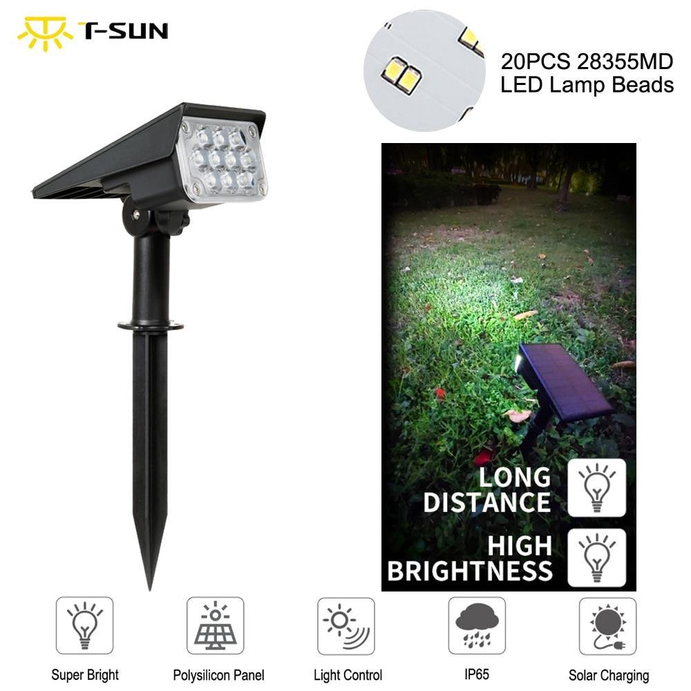 T-SUNRISE 20 LED Solar Garden Light Waterproof Landscape Spotlights.