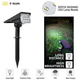 T-SUNRISE 20 LED Solar Garden Light Waterproof Landscape Spotlights.