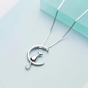 Sterling Silver Cat Charm Pendant Necklaces.