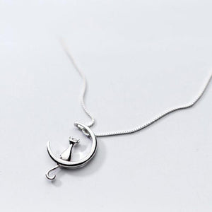 Sterling Silver Cat Charm Pendant Necklaces.