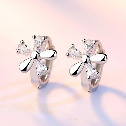 Image of Crystal Small Flower Hoop Earrings.