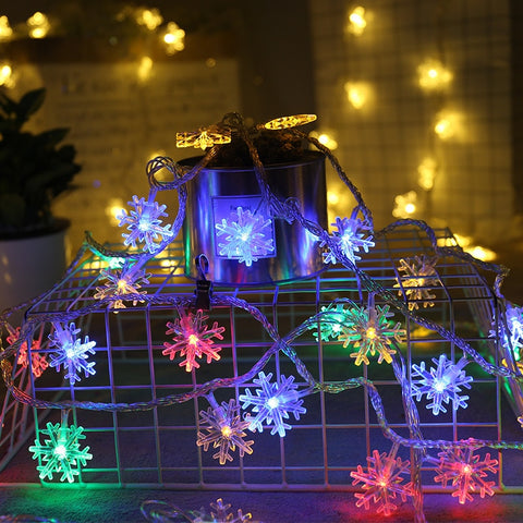 Image of LED Snowflakes String Lights.