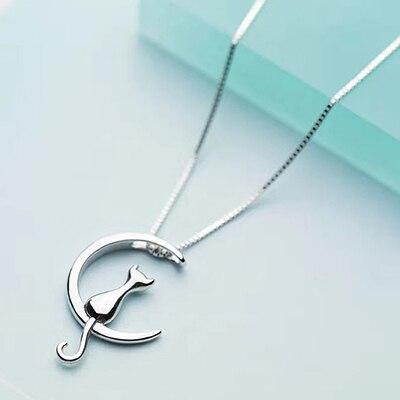 Sterling Silver Cat Charm Pendant Necklaces.