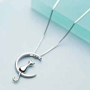Sterling Silver Cat Charm Pendant Necklaces.