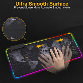 Large Mouse Pad Gamer RGB World Map