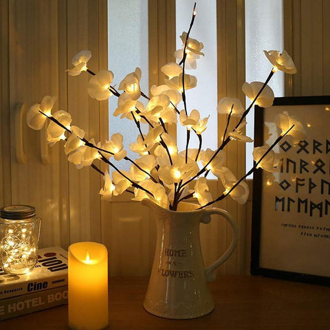 Image of Led Simulation Orchid Branch Lights Tree Table Lamp.