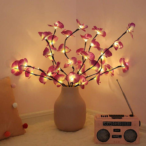 Image of Led Simulation Orchid Branch Lights Tree Table Lamp.