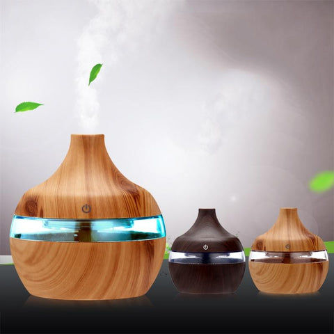 Image of Aroma Oil Diffuser Ultrasonic Wood Grain Air Humidifier.