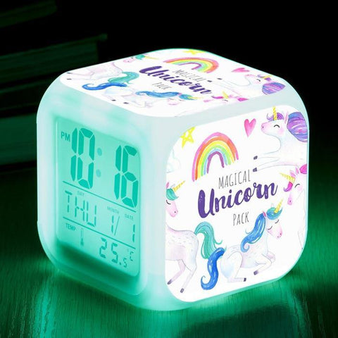 Image of Unicorn Alarm Clock 7 Colours Changing Led Night Light.