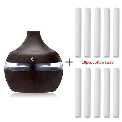 Image of Aroma Oil Diffuser Ultrasonic Wood Grain Air Humidifier.