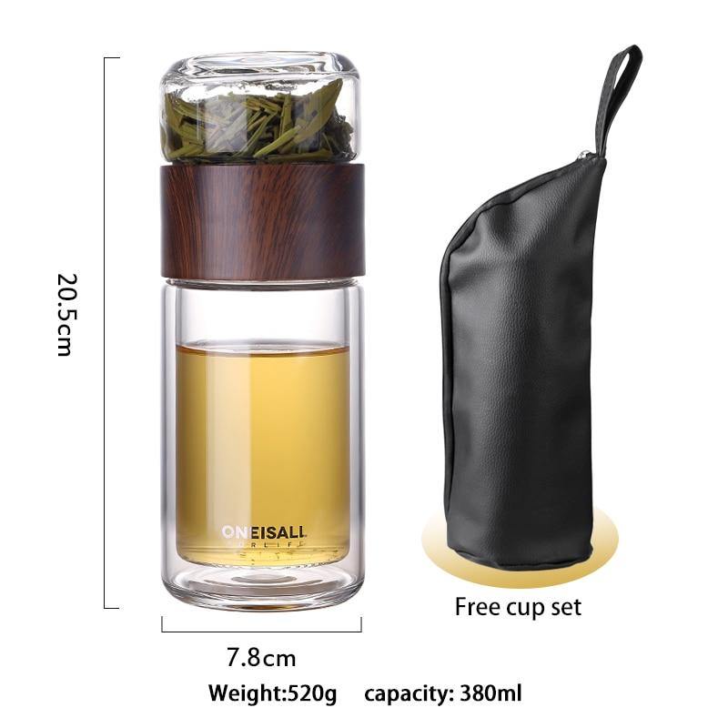 Double Wall Glass Water Bottle Tea Water Separation Glass Bottles.