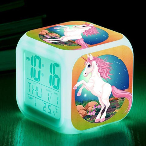 Image of Unicorn Alarm Clock 7 Colours Changing Led Night Light.