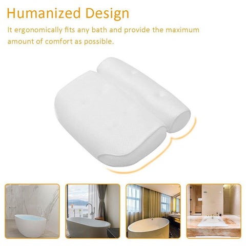 Image of 3D Mesh Bath Pillow Soft Waterproof SPA Headrest Bathtub Pillow.