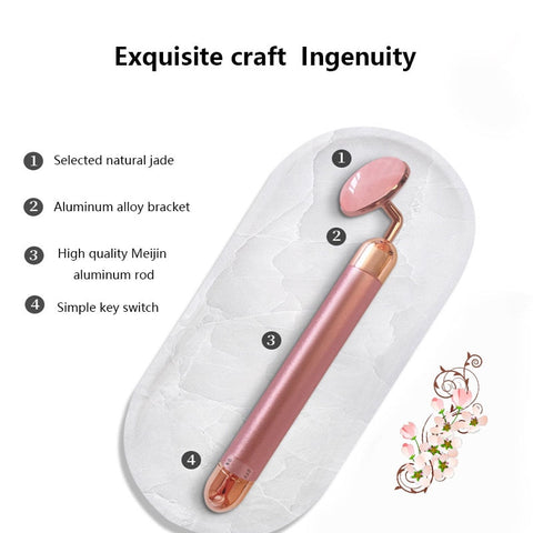 Image of Electric Rose Quartz Roller Slimming Face Massager.