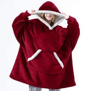 Winter Warm Fleece Wearable Hooded Blanket Fluffy Blanket Hoodie.