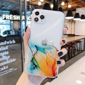 Vintage Colorful Marble Phone Case For iPhone 12 11 Pro Max.