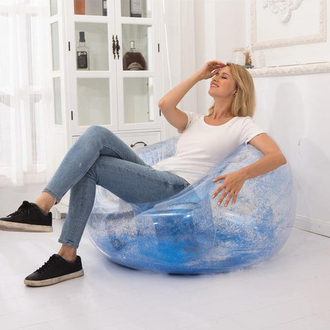 Image of Transparent Shiny Inflatable Sofa.