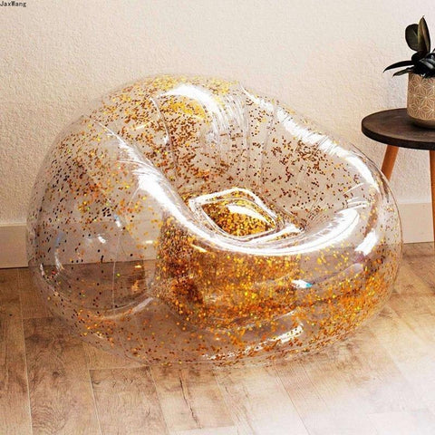 Image of Transparent Shiny Inflatable Sofa.