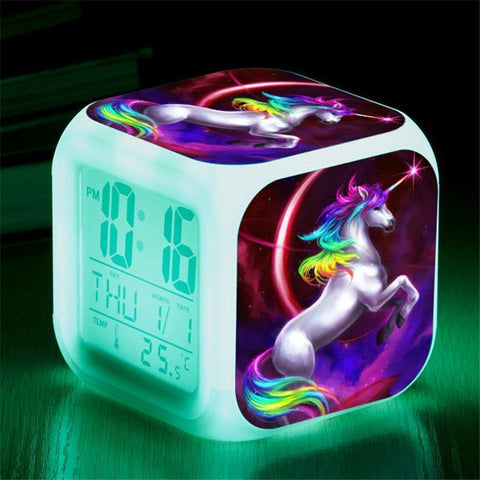 Image of Unicorn Alarm Clock 7 Colours Changing Led Night Light.