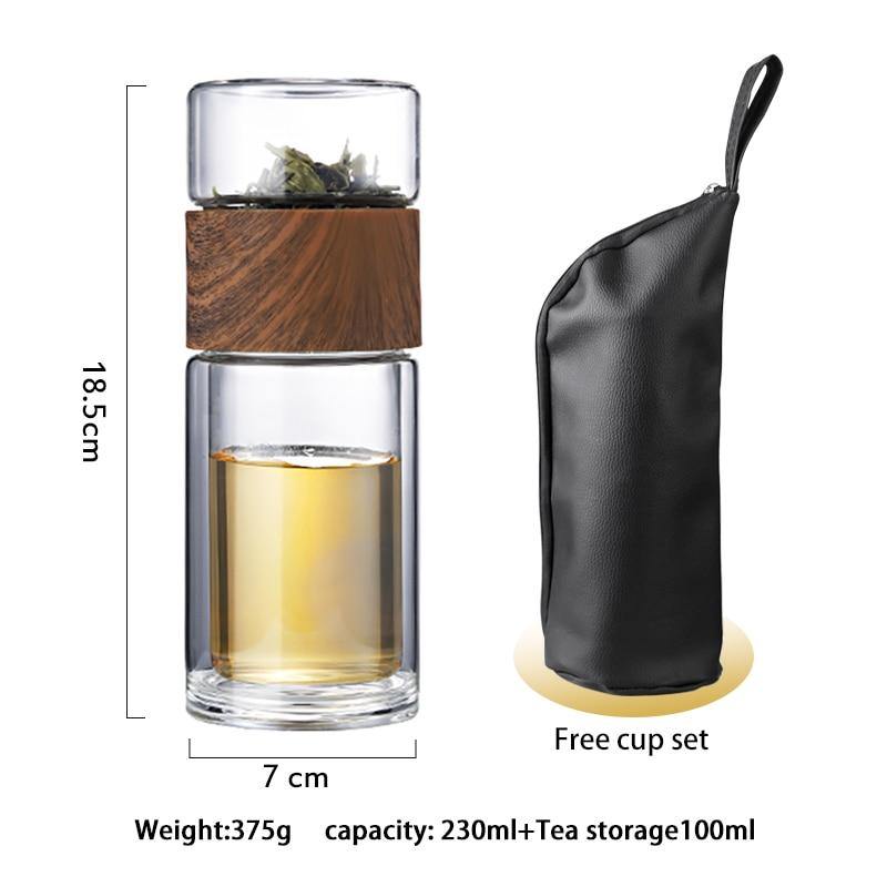 Double Wall Glass Water Bottle Tea Water Separation Glass Bottles.