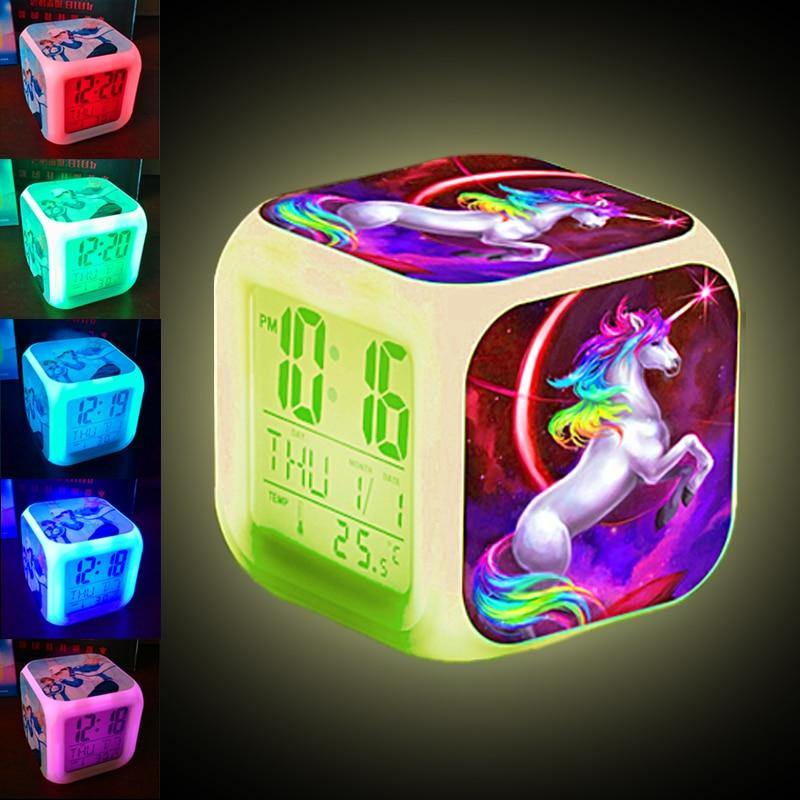 Unicorn Alarm Clock 7 Colours Changing Led Night Light.