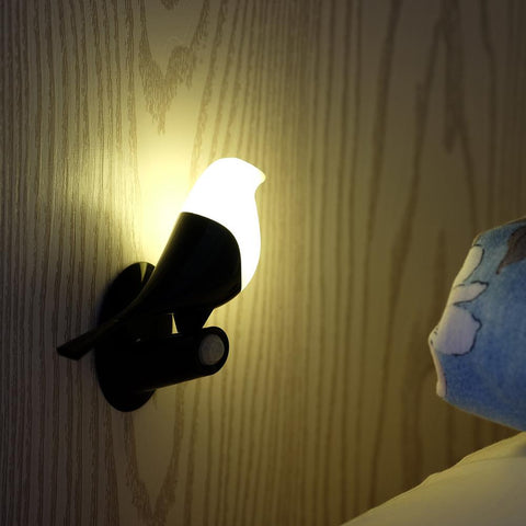 Image of Sensor Bird-shaped USB Powered Night Light LED Bedside Lamp.