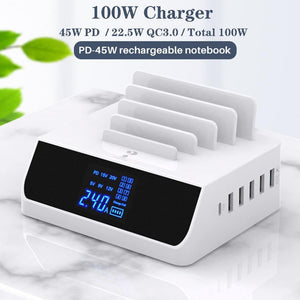 8 Ports Quick Charge 3.0 Led Display USB Charger.