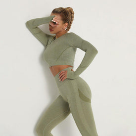 Long Sleeve Top High Waist Leggings set.
