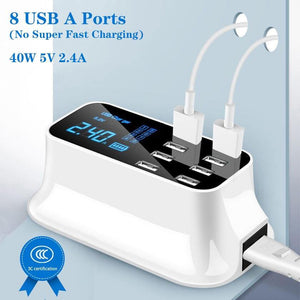 8 Ports Quick Charge 3.0 Led Display USB Charger.