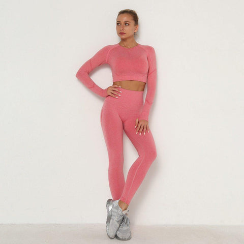 Image of Long Sleeve Top High Waist Leggings set.