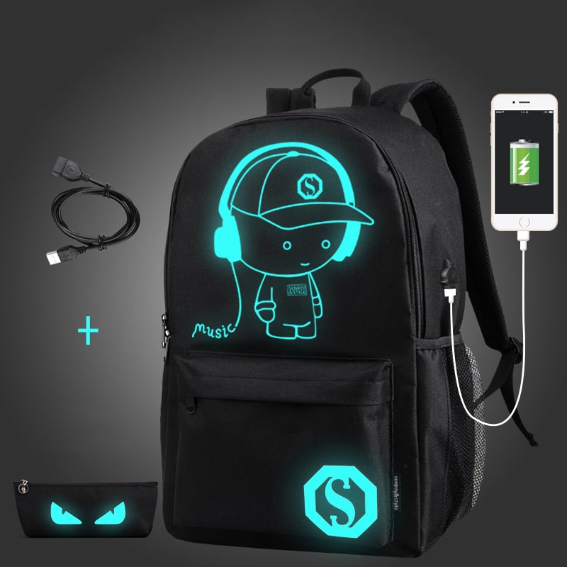 Anime Luminous USB Charge Backpack