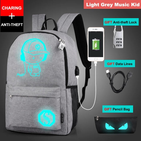 Image of Anime Luminous USB Charge Backpack