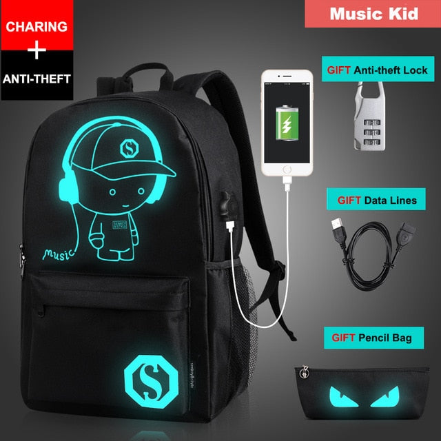 Anime Luminous USB Charge Backpack