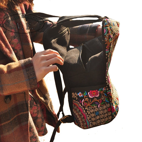 Image of Vintage Embroidery Canvas Backpacks