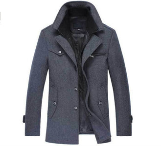 Winter Wool Coat Slim Fit Jackets Men Casual Outerwear.