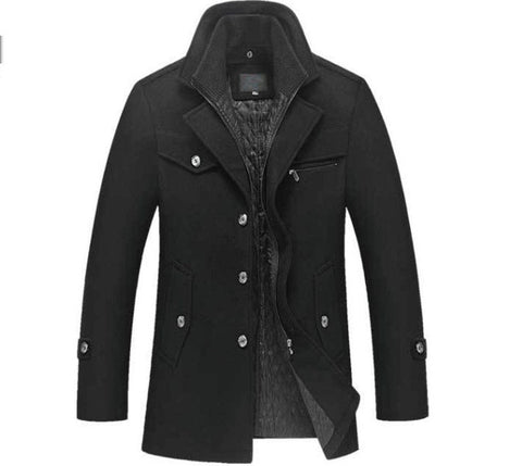 Image of Winter Wool Coat Slim Fit Jackets Men Casual Outerwear.