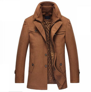 Winter Wool Coat Slim Fit Jackets Men Casual Outerwear.