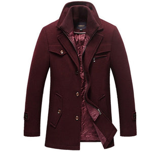 Winter Wool Coat Slim Fit Jackets Men Casual Outerwear.